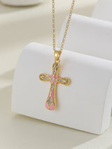 European and American style pendant Middle Eastern style unique design micro-painted colored zircon lip chain cross necklace