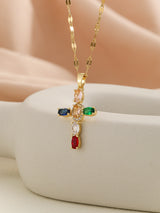 European and American style pendant Middle Eastern style unique design micro-painted colored zircon lip chain cross necklace