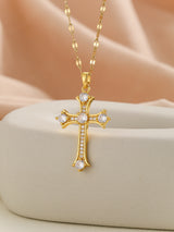 European and American style pendant Middle Eastern style unique design micro-painted colored zircon lip chain cross necklace
